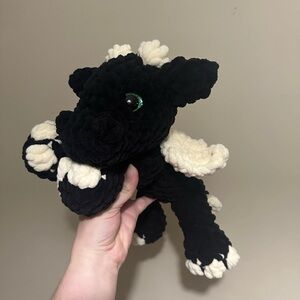 Black and Cream Plush Dragon